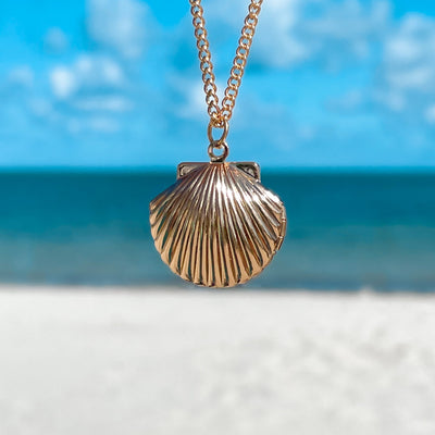 Fan Shell Locket Necklace