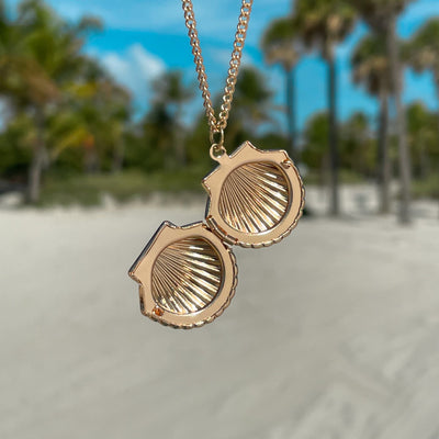 Fan Shell Locket Necklace
