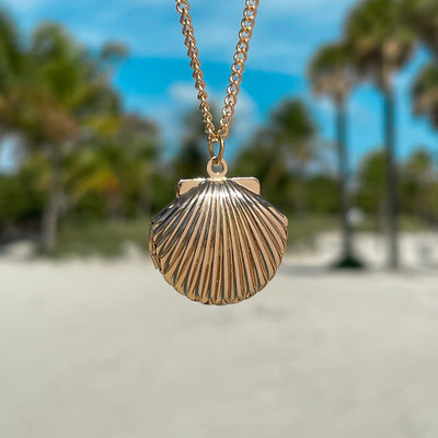 Fan Shell Locket Necklace