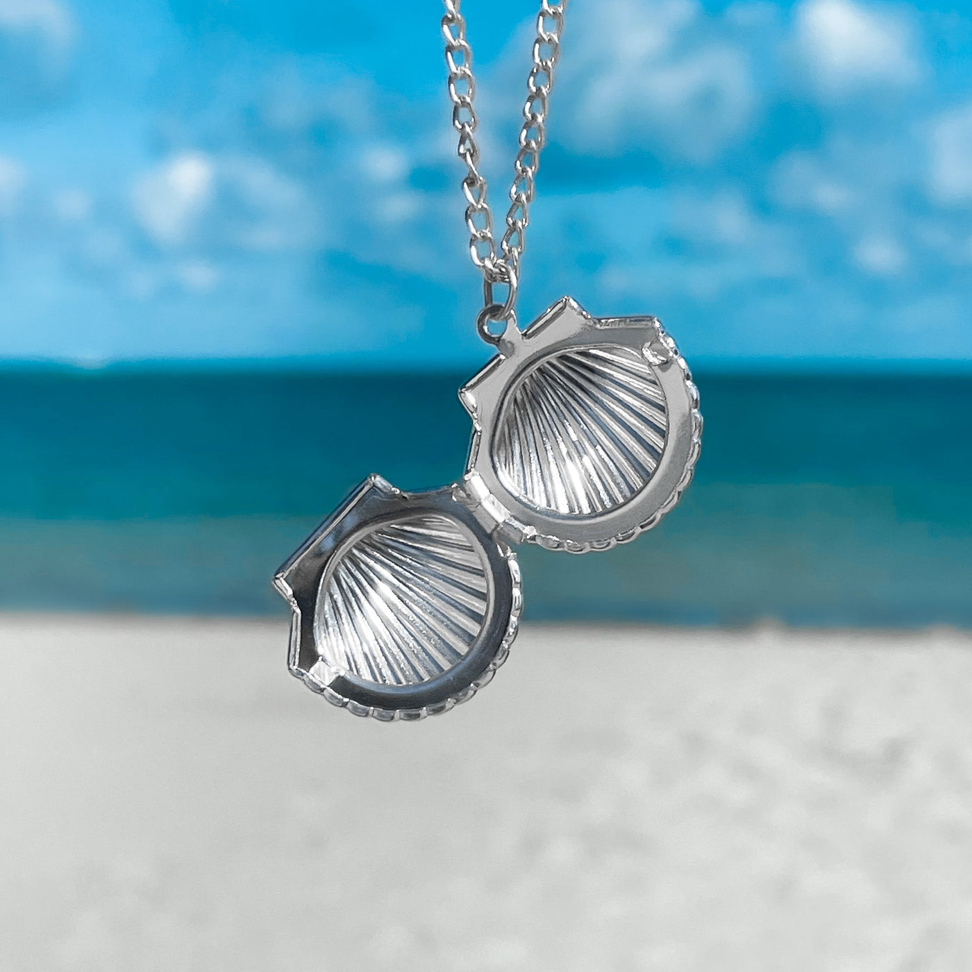 Fan Shell Locket Necklace