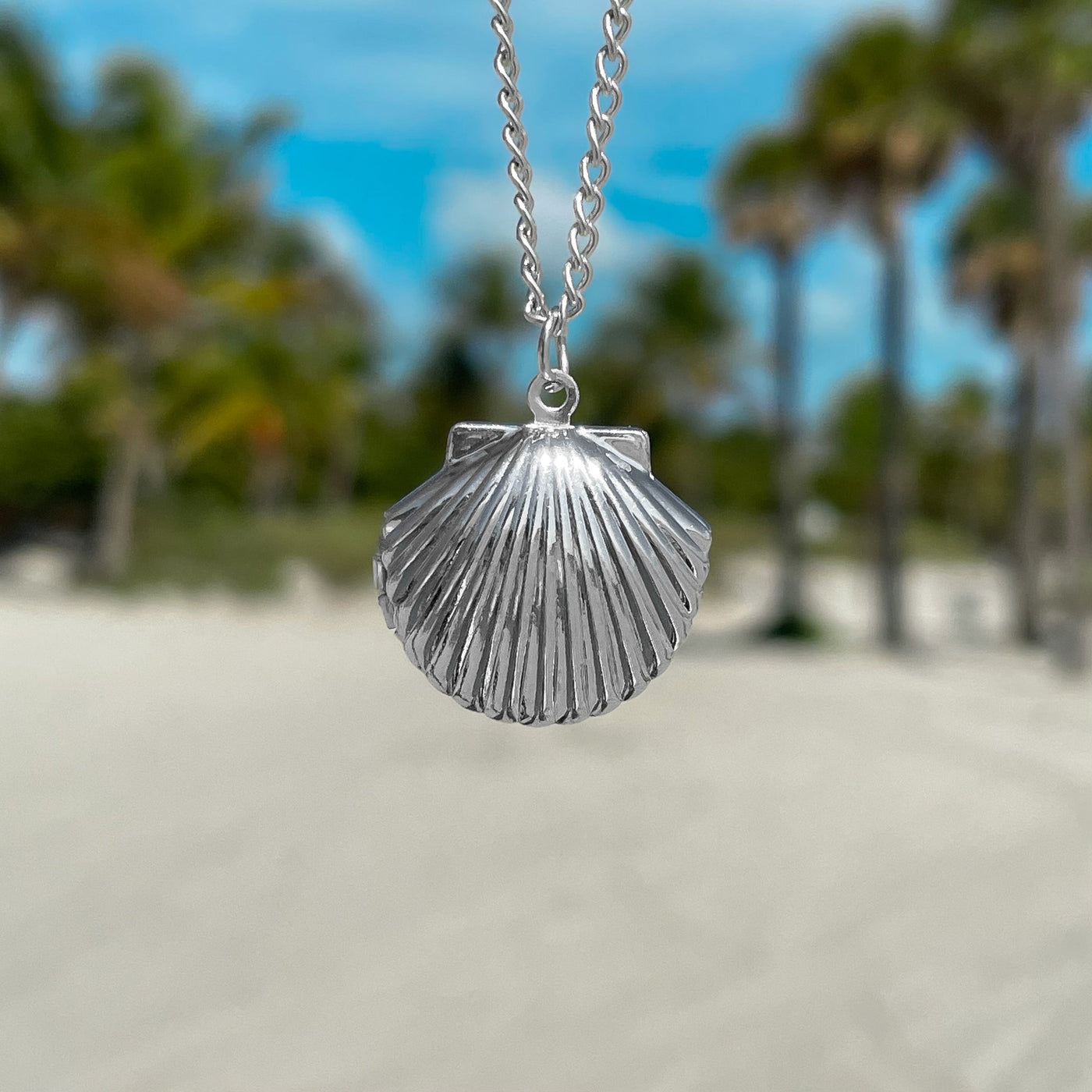 Fan Shell Locket Necklace