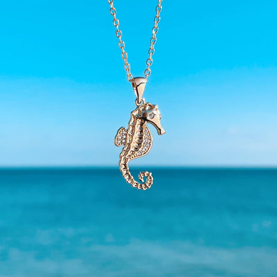 Golden Sparkling Seahorse Necklace
