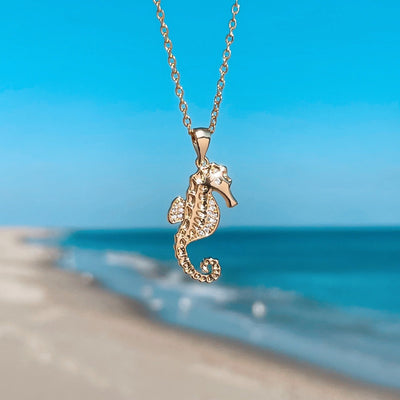 Golden Sparkling Seahorse Necklace