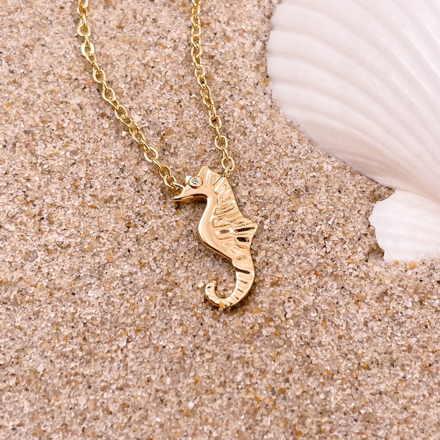 Hanging Gold Seahorse Necklace