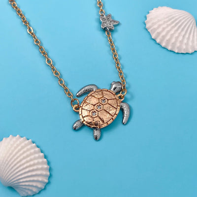 Hanging Sparkling Sea Turtle Necklace