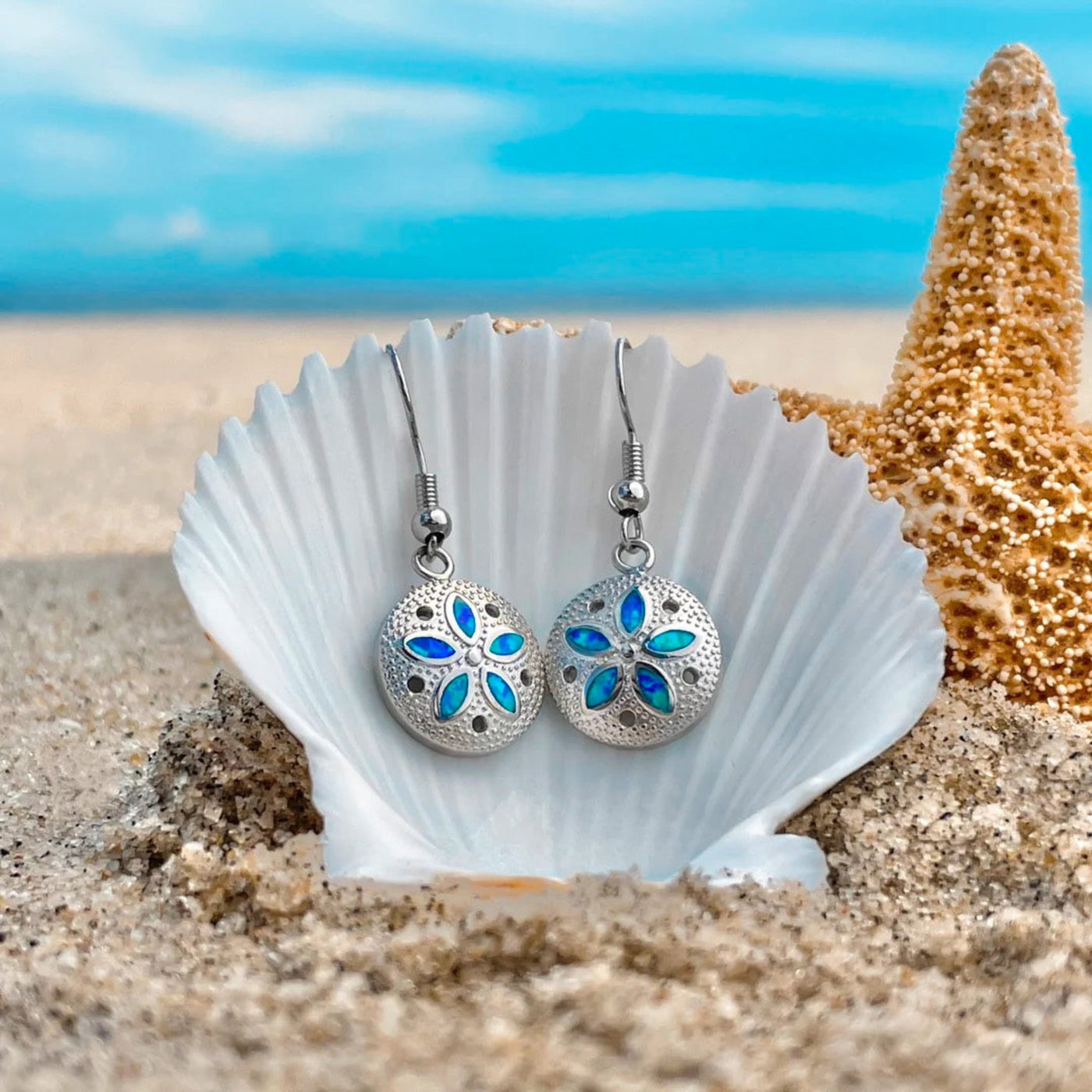 Opal Sand Dollar Earrings