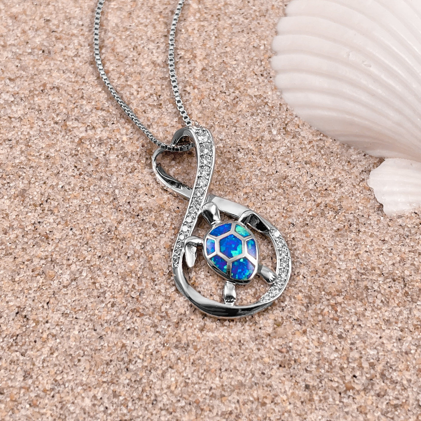Infinity Opal Sea Turtle Necklace