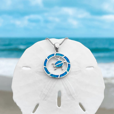 Opal Circle Sea Turtle Necklace
