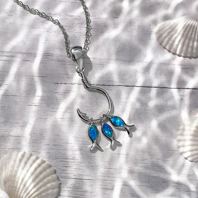 Opal Fish On Hook Necklace