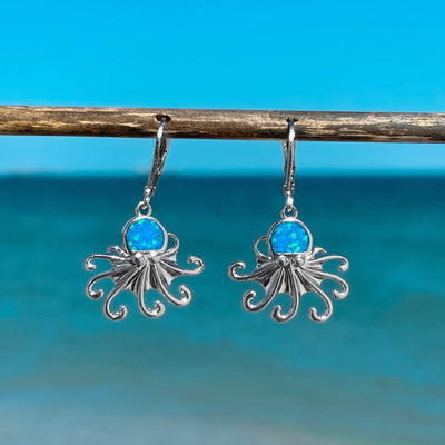 Opal Octopus Hoop Earrings
