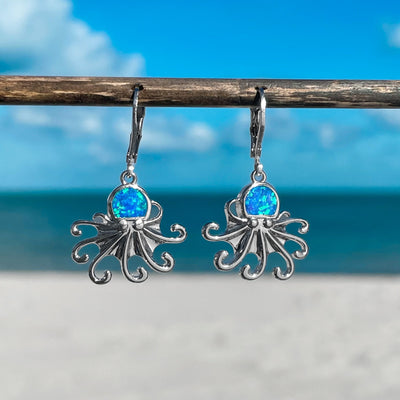Opal Octopus Hoop Earrings