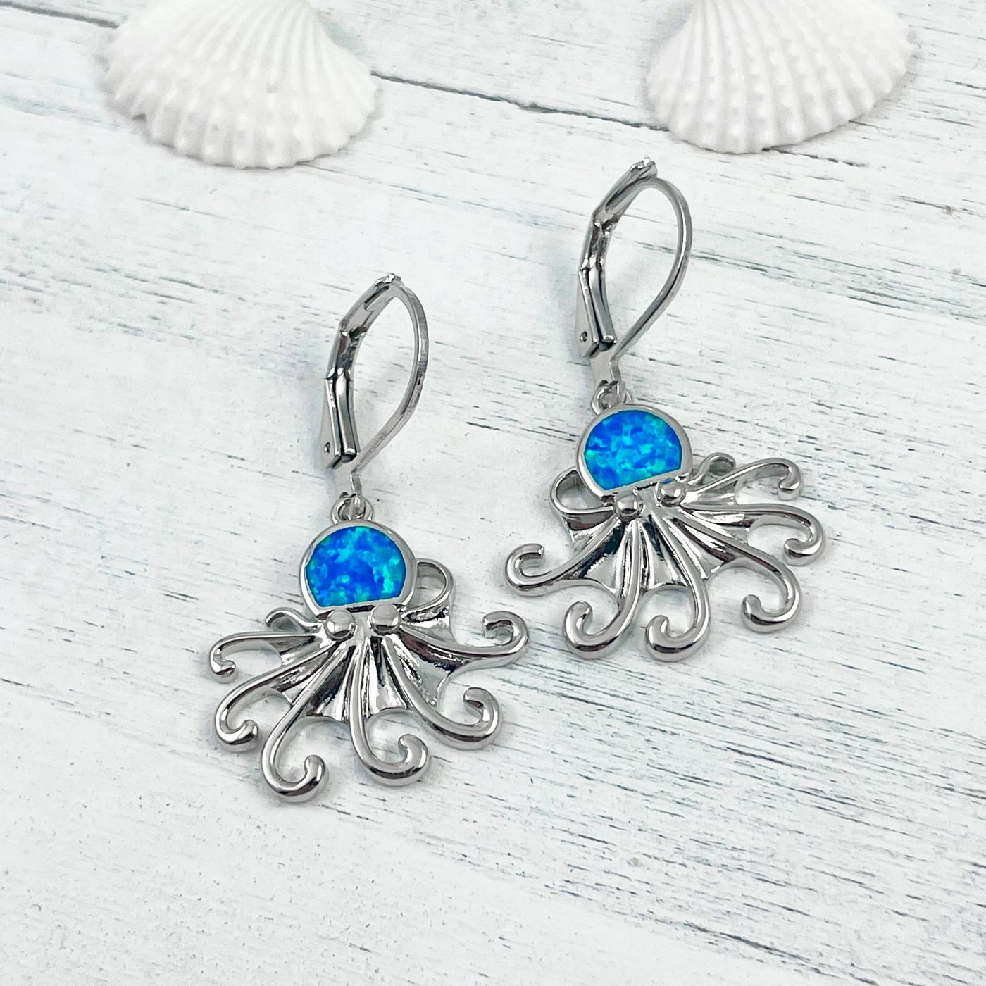 Opal Octopus Hoop Earrings