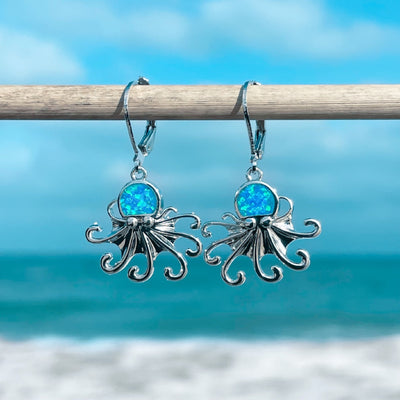 Opal Octopus Hoop Earrings