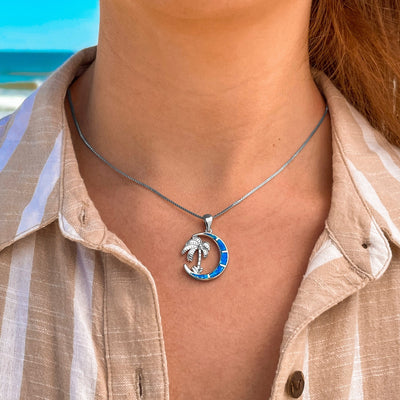 Opal Palm Tree Moonlight Necklace