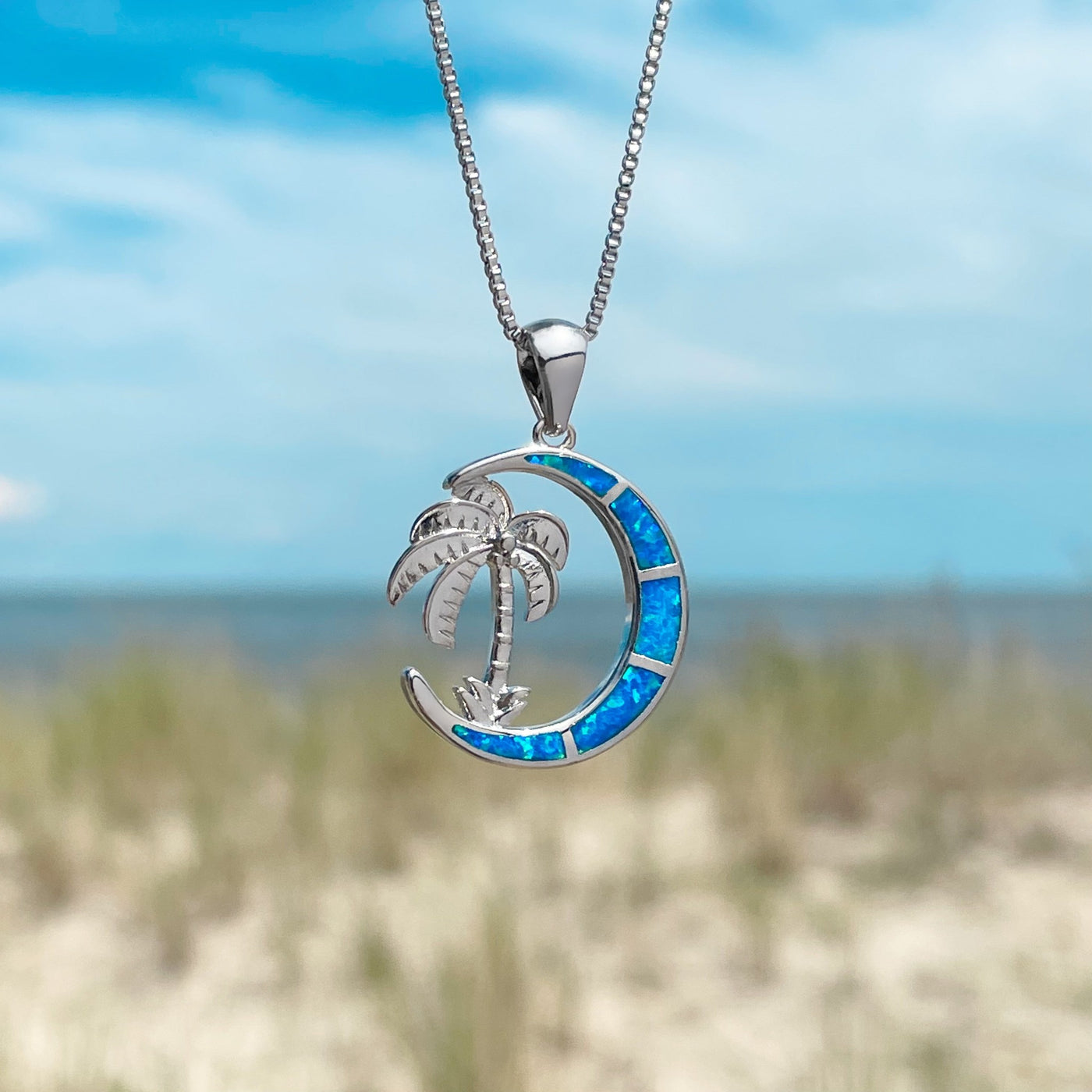 Opal Palm Tree Moonlight Necklace