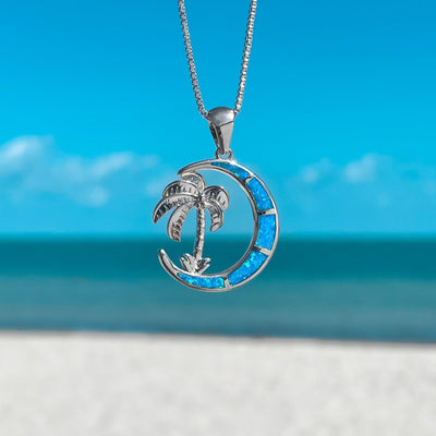 Opal Palm Tree Moonlight Necklace