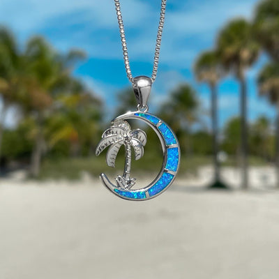 Opal Palm Tree Moonlight Necklace