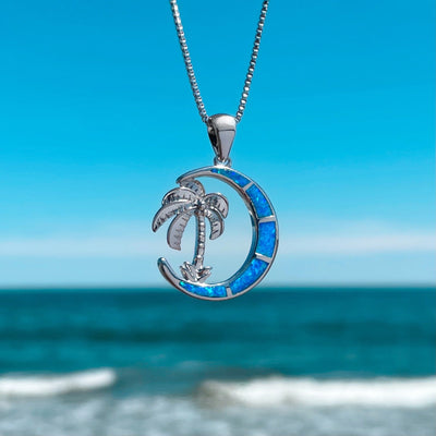 Opal Palm Tree Moonlight Necklace