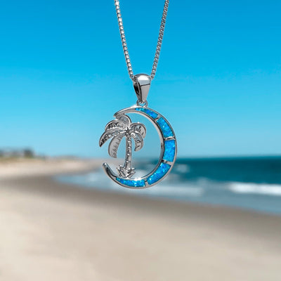 Opal Palm Tree Moonlight Necklace