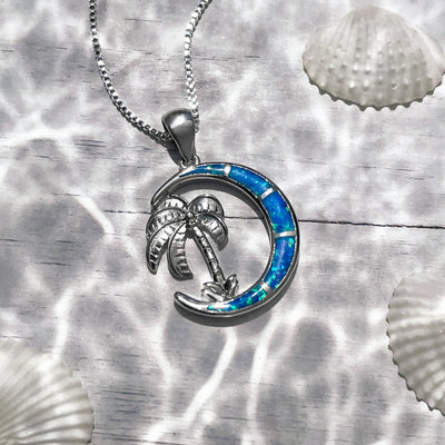 Opal Palm Tree Moonlight Necklace