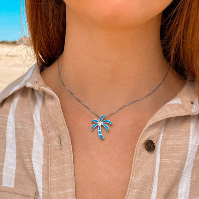 Opal Palm Tree Necklace