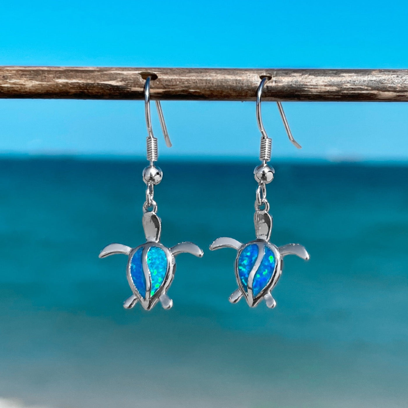 Opal Sea Turtle Drop Earrings