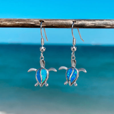 Opal Sea Turtle Drop Earrings