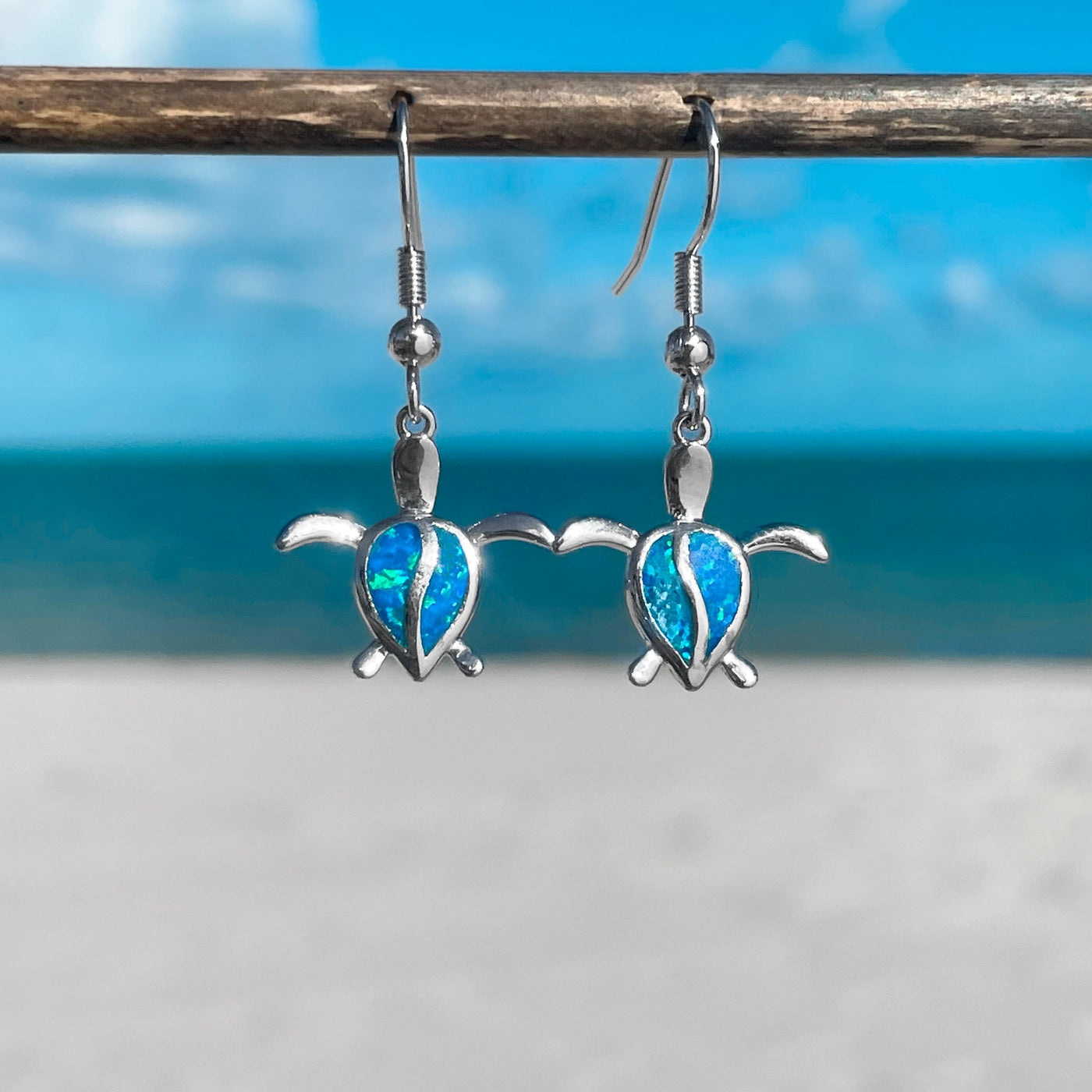 Opal Sea Turtle Drop Earrings