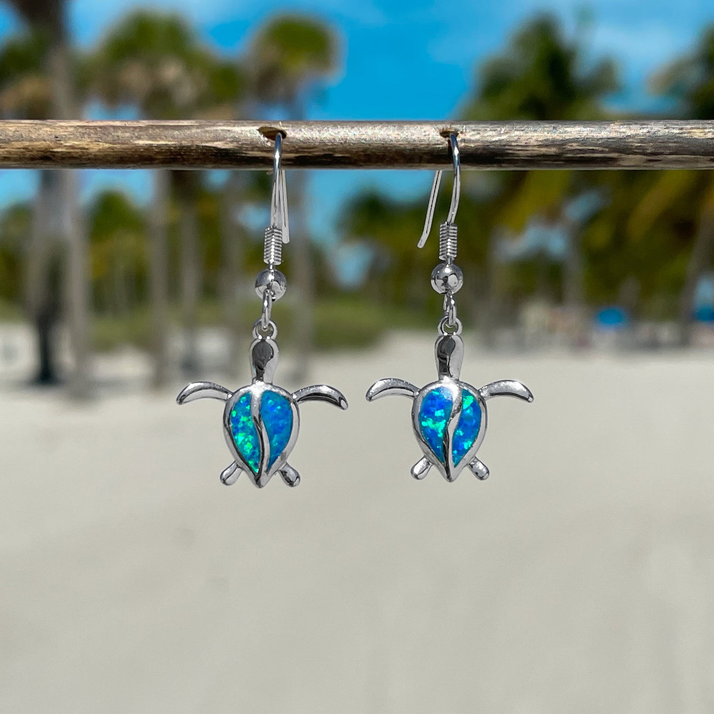 Opal Sea Turtle Drop Earrings