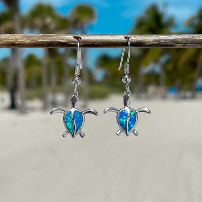 Opal Sea Turtle Drop Earrings