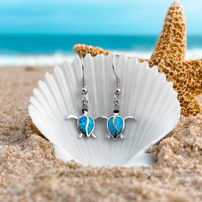 Opal Sea Turtle Drop Earrings