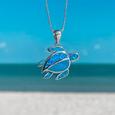 Opal Sea Turtle Drop Necklace