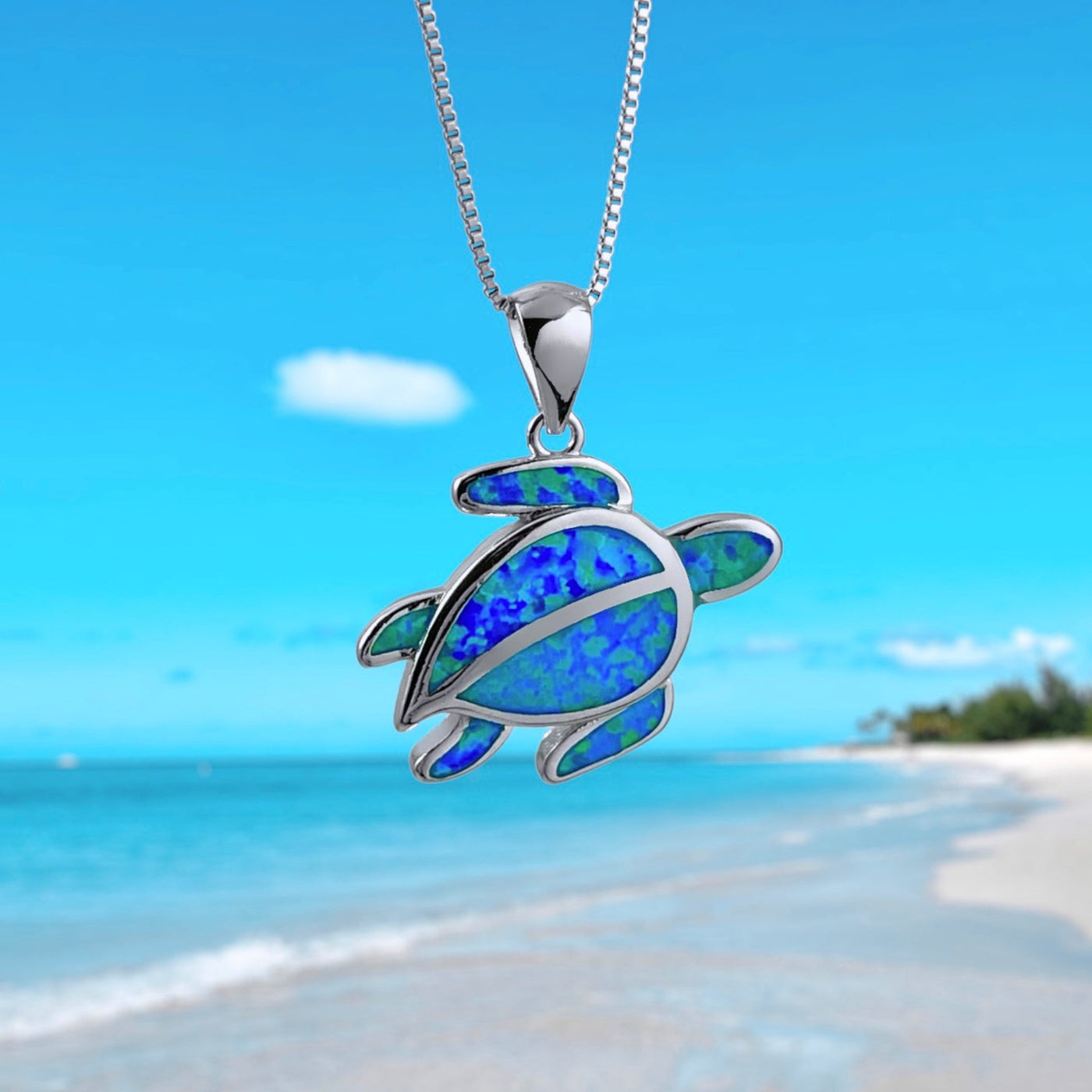 Opal Sea Turtle Drop Necklace