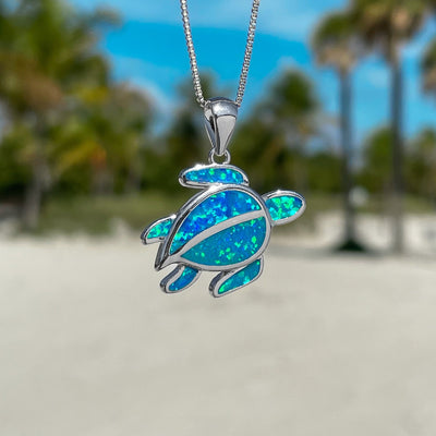 Opal Sea Turtle Drop Necklace
