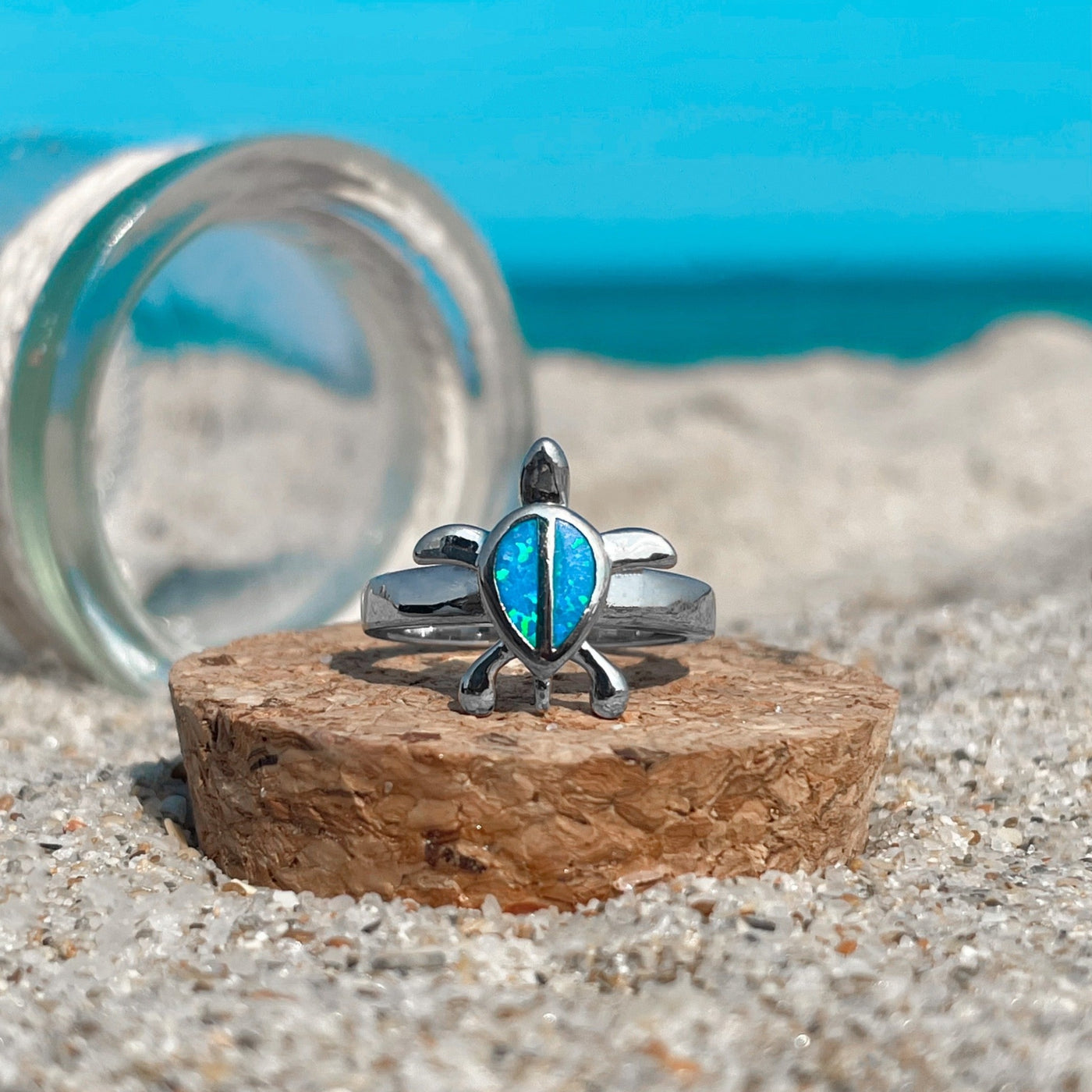 Opal Sea Turtle Drop Ring
