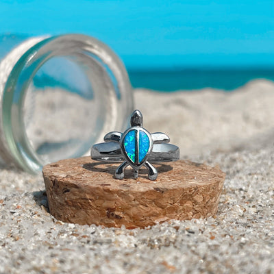 Opal Sea Turtle Drop Ring