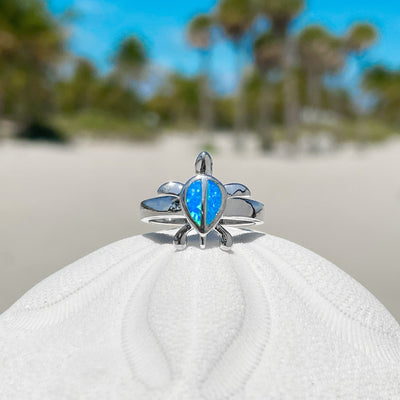 Opal Sea Turtle Drop Ring