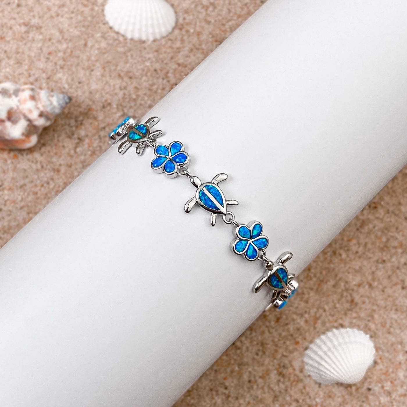 Opal Sea Turtle Flower Bracelet