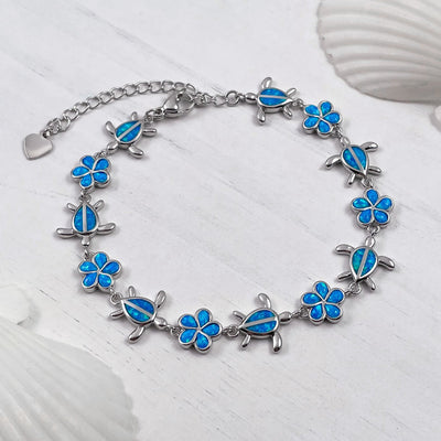 Opal Sea Turtle Flower Bracelet