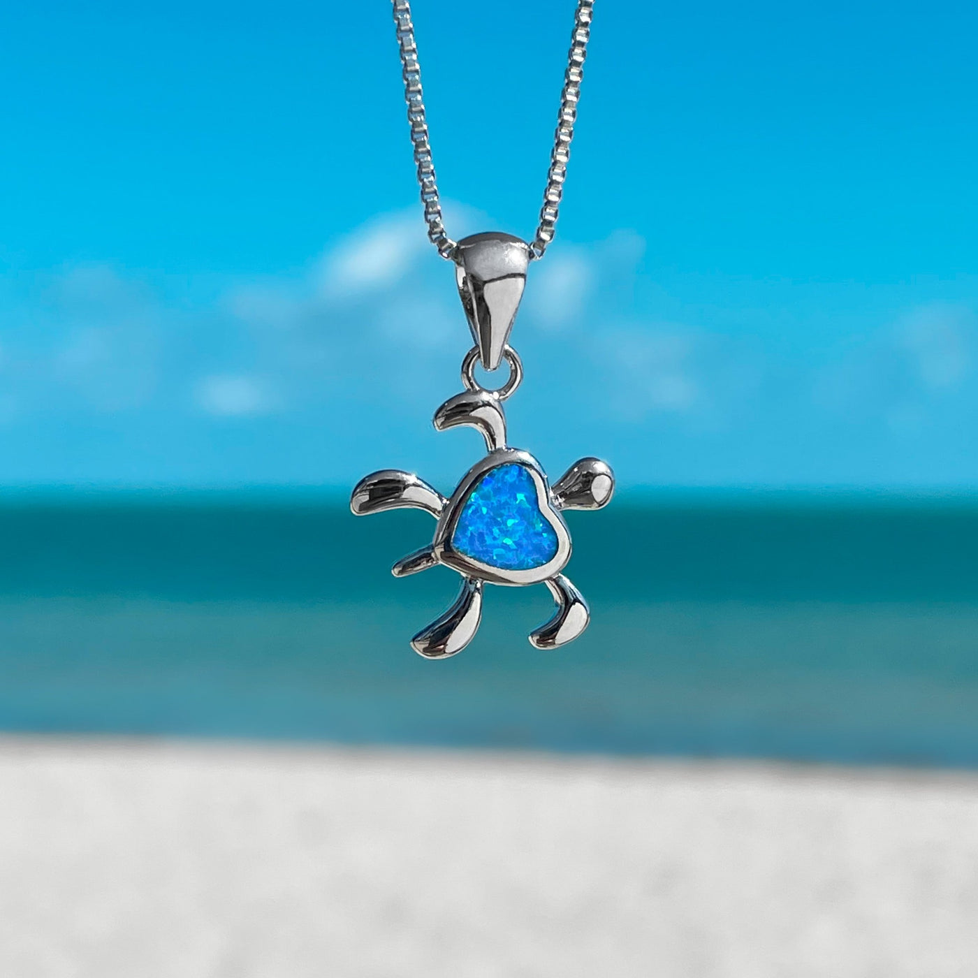 Opal Sea Turtle Heart Necklace