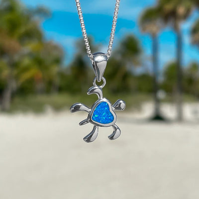 Opal Sea Turtle Heart Necklace