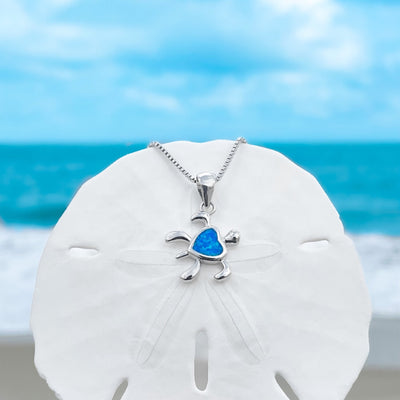 Opal Sea Turtle Heart Necklace