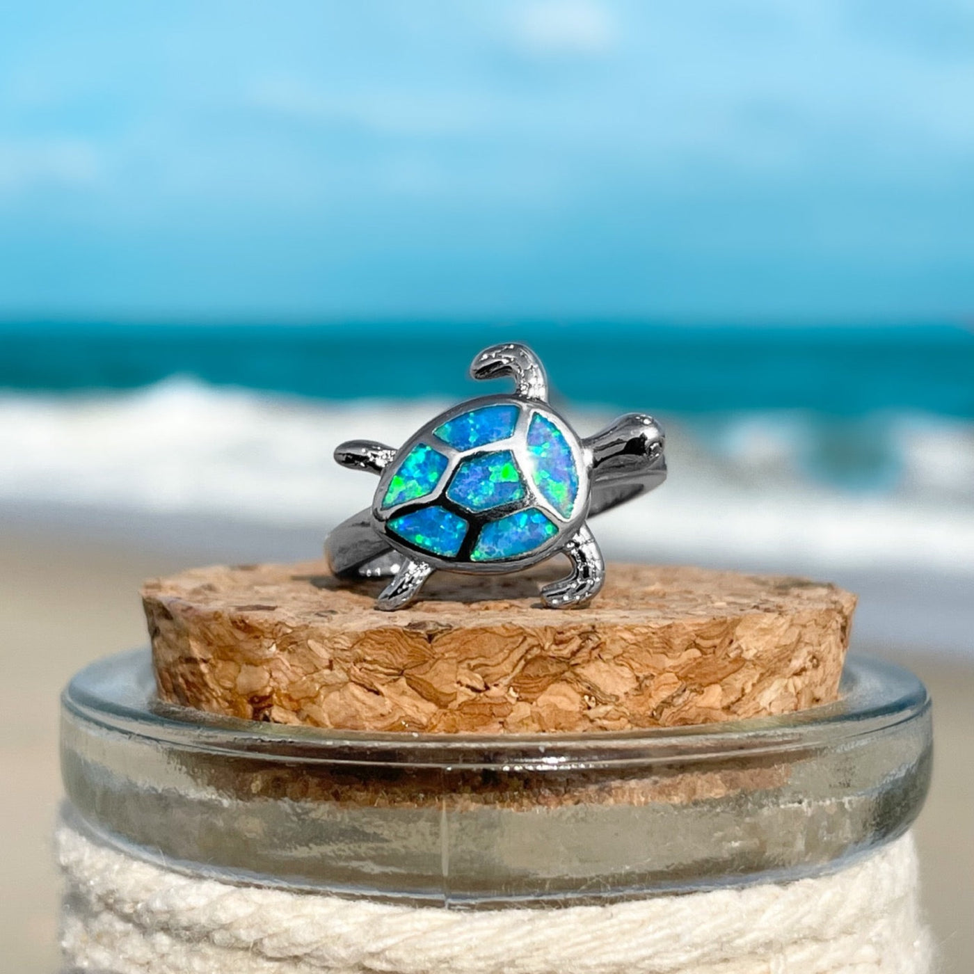 Opal Sea Turtle Ring