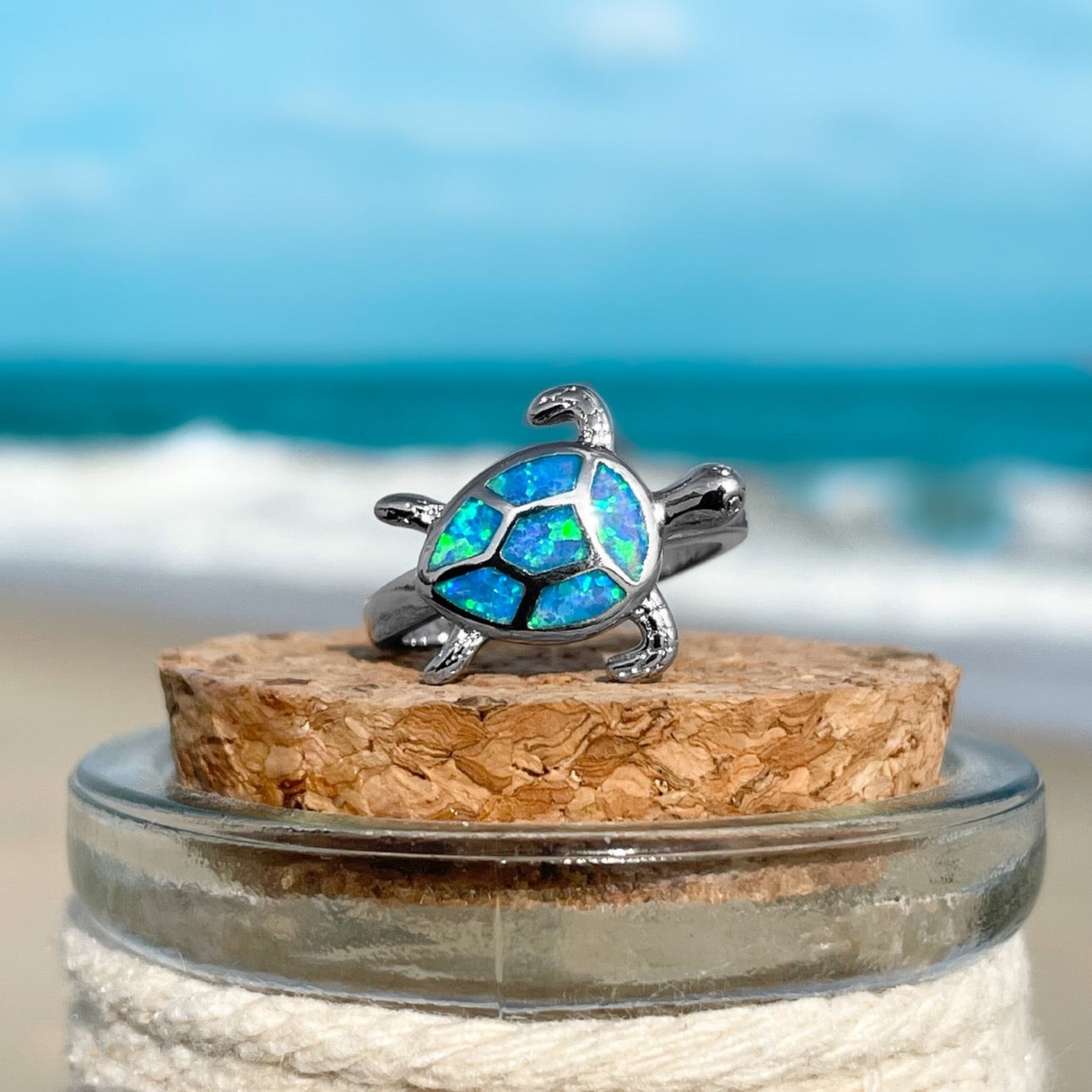 Opal Sea Turtle Ring Sunset Boutique