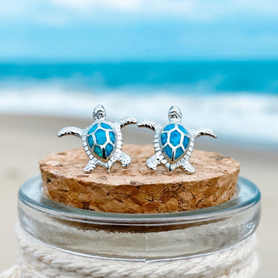 Opal Sea Turtle Stud Earrings