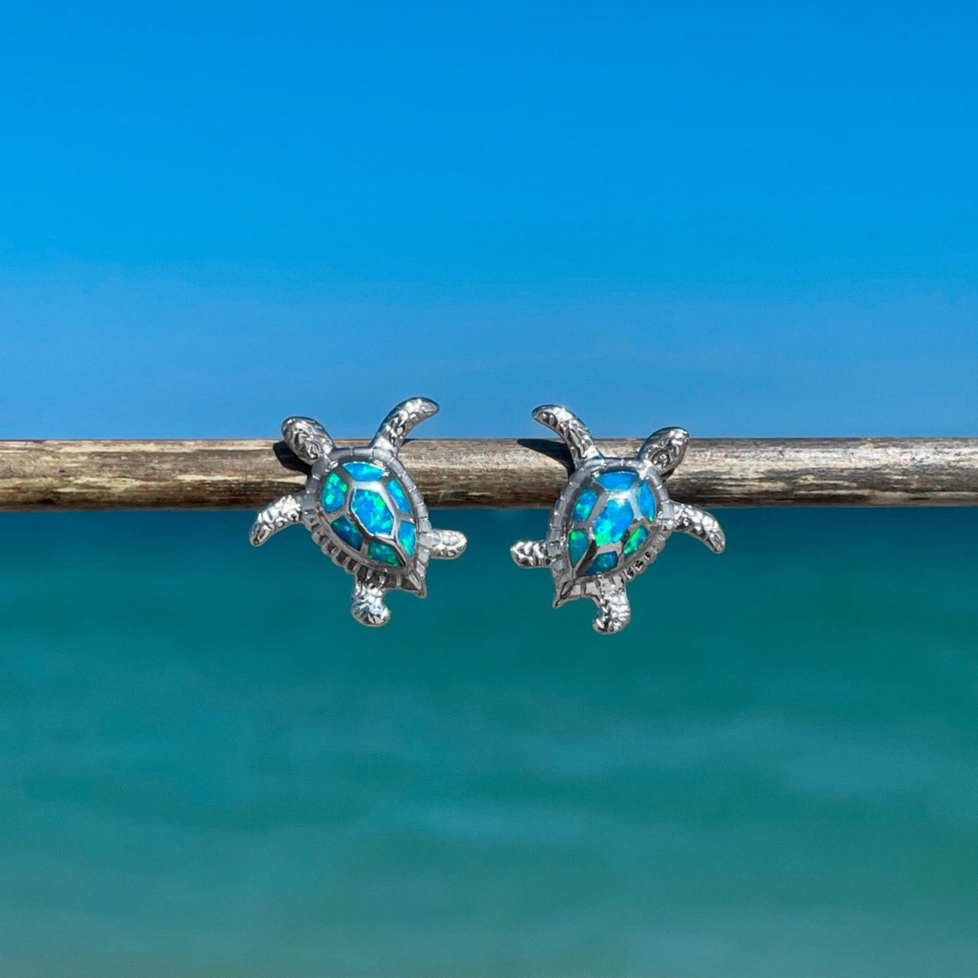 Opal Sea Turtle Stud Earrings