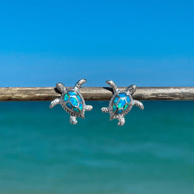 Opal Sea Turtle Stud Earrings