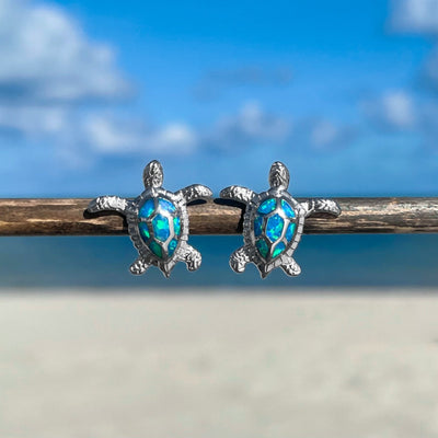 Opal Sea Turtle Stud Earrings