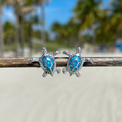 Opal Sea Turtle Stud Earrings