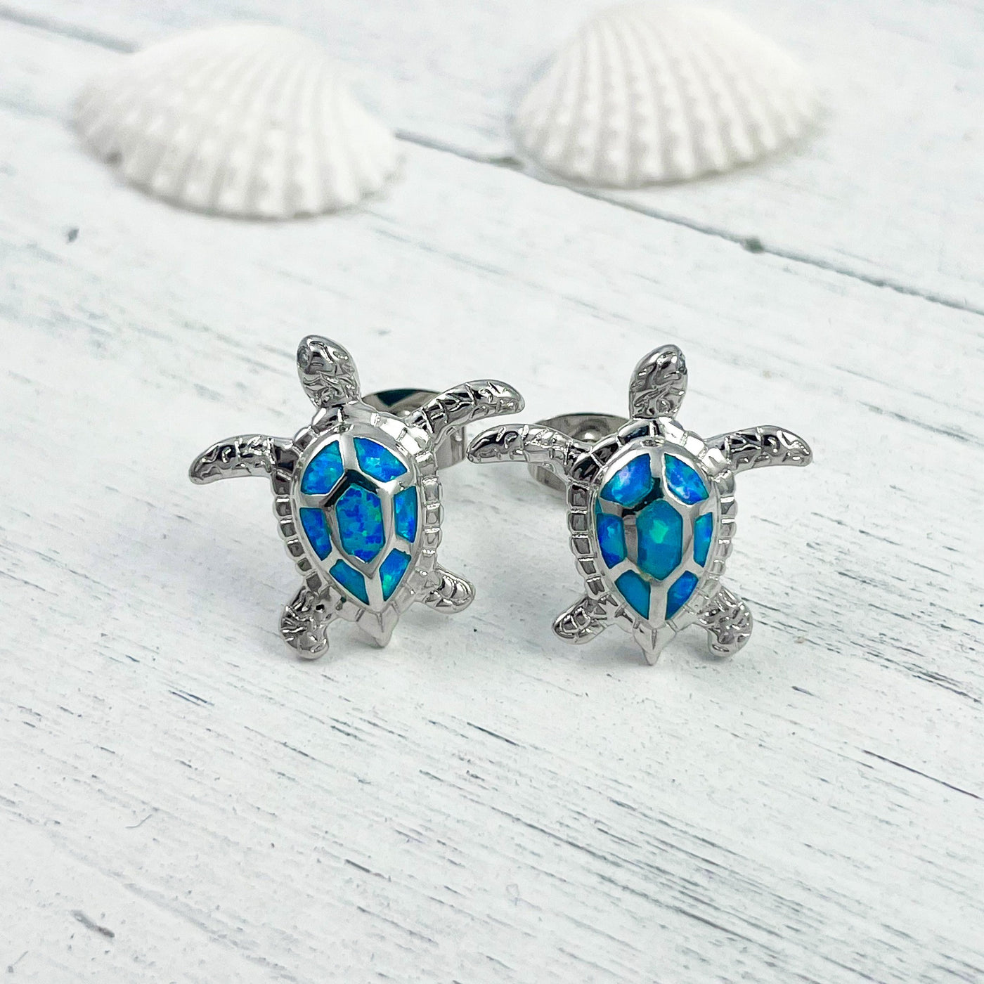 Opal Sea Turtle Stud Earrings